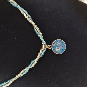 Handmade Choker Necklace With Moon Star Design In Resin (Dual Sided!)